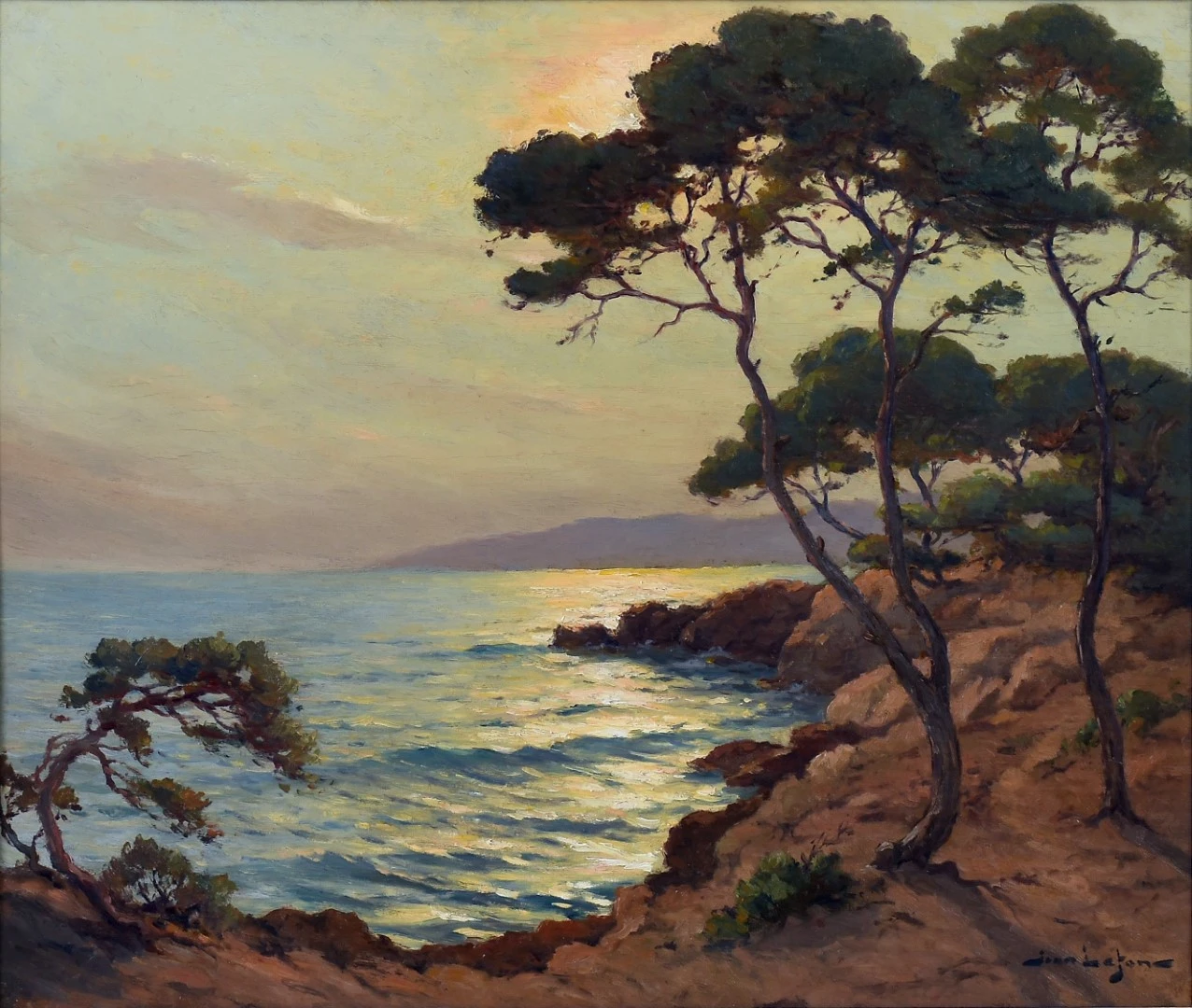 Pintura de Jean Lafon del Siglo XX - Los Rojos Rocas de Agay, Arte y Pintura, Siglo XX