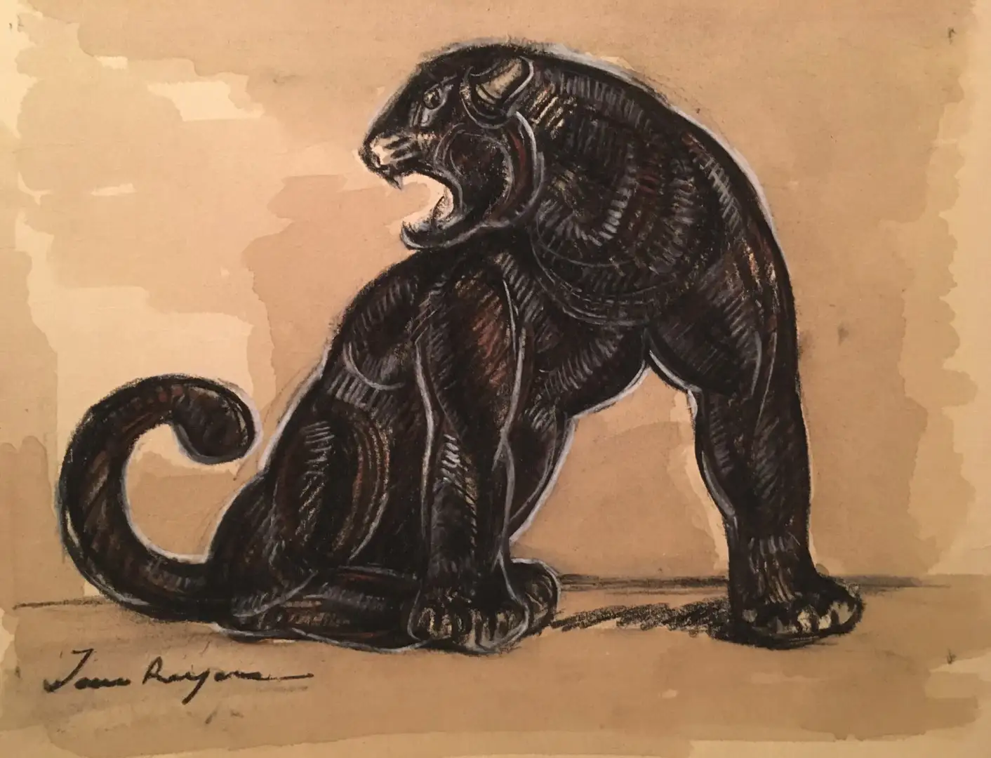 Dibujo de Panthera del Siglo XX de Jean Royer