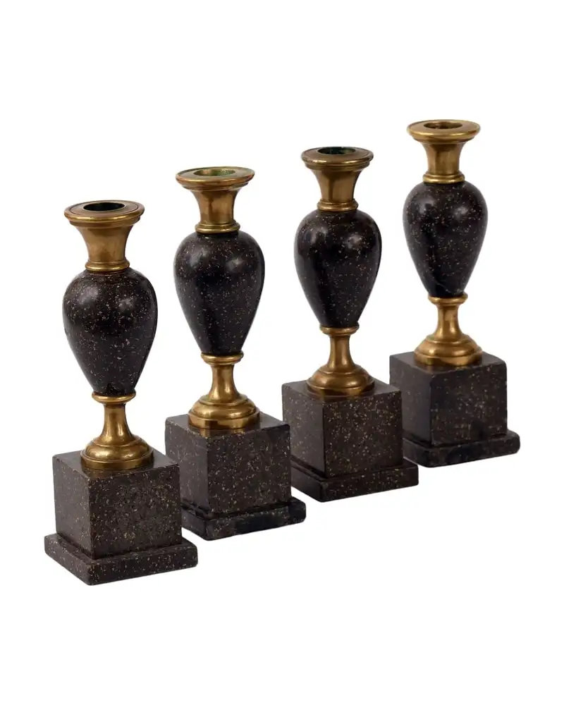 Candelabros del Siglo XIX en Bronce y Porfido Blyberg