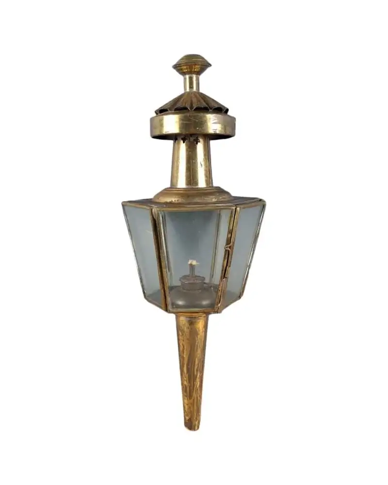 Farol procesionario antiguo en latón, 40 cm, principios del siglo XX