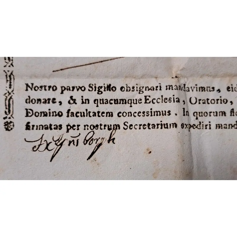 Certificado eclesiástico original de reliquias sagradas fechado en Roma en 1794 · vista 6/8