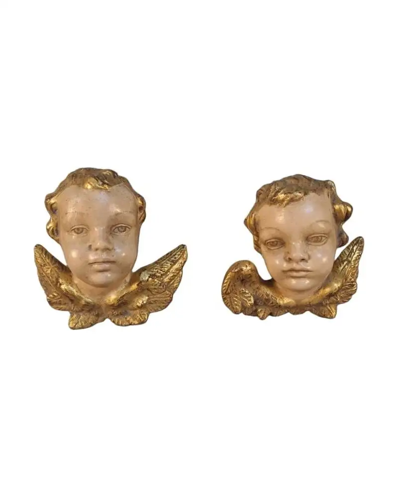Pareja de ángeles – Talla de madera policromada – Siglo XX