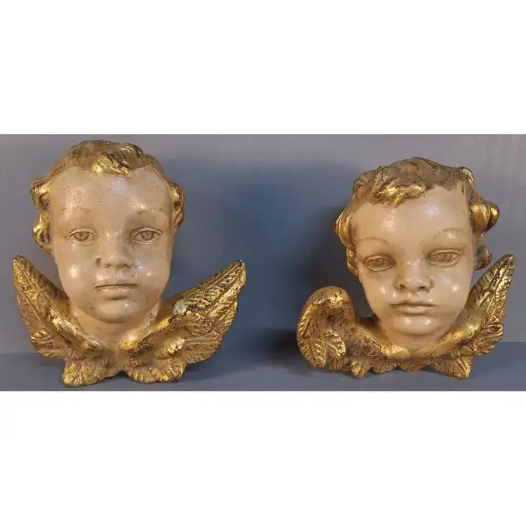 Pareja de ángeles – Talla de madera policromada – Siglo XX