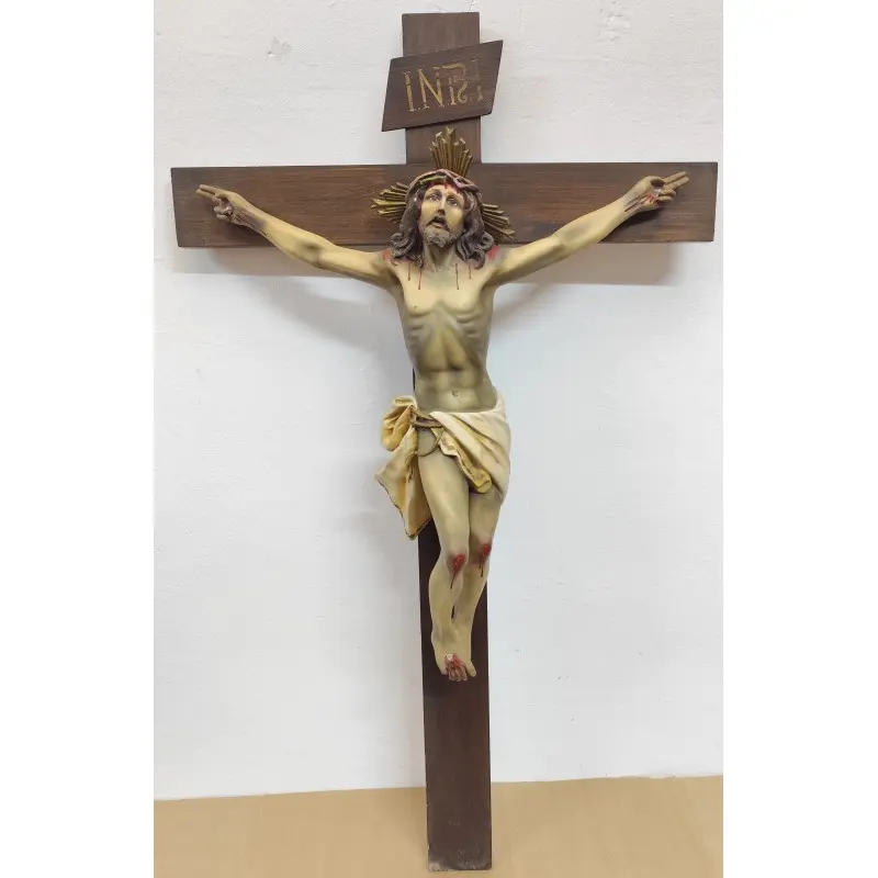 Gran crucifijo de 104 cm imagen 56 cm, principios siglo XX, Siglo XX