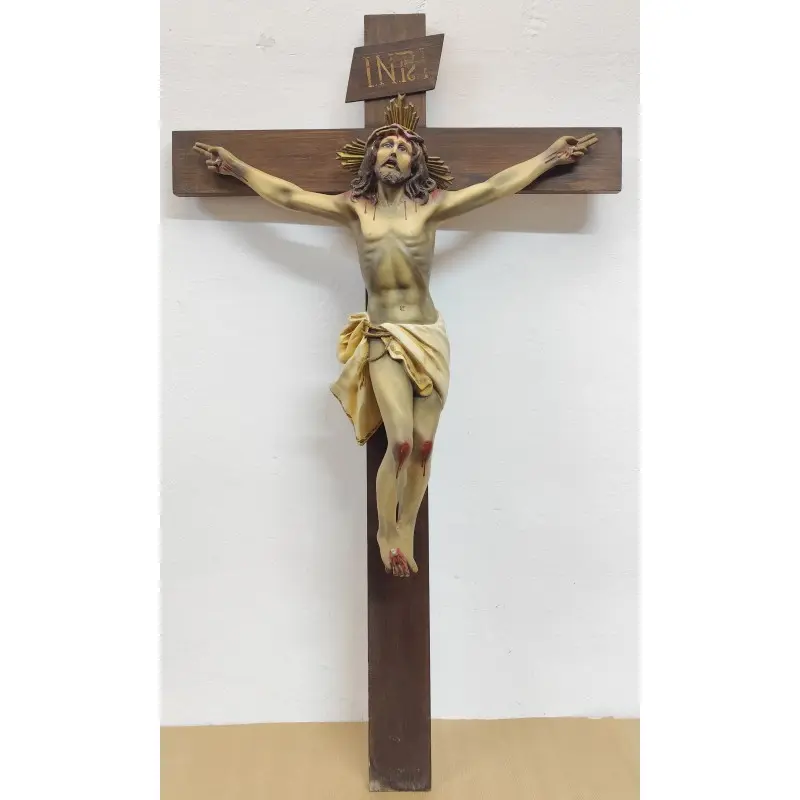 Gran crucifijo de 104 cm imagen 56 cm, principios siglo XX, Siglo XX · vista 5/7