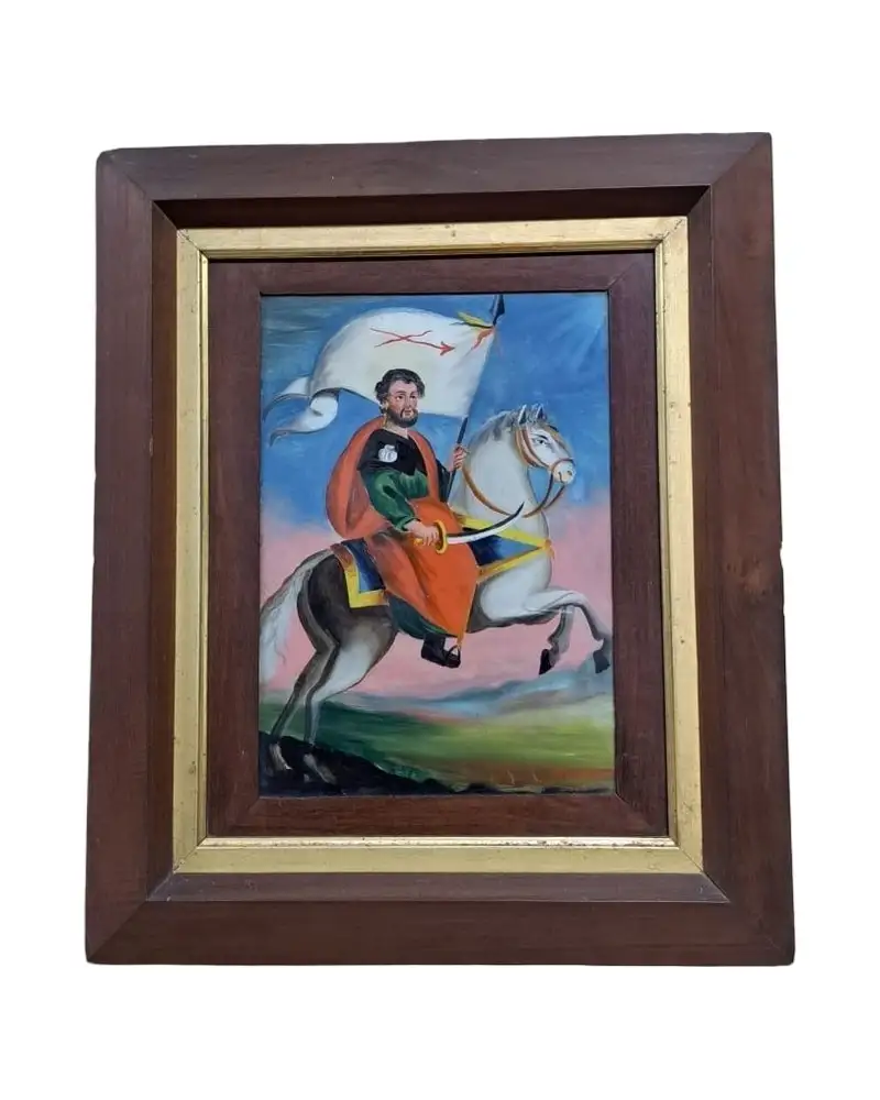 Pintura sobre cristal siglo XIX Santiago Matamoros