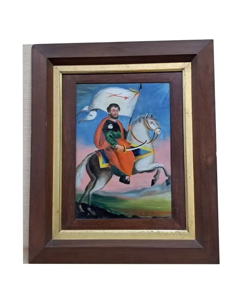 Pintura sobre cristal siglo XIX Santiago Matamoros