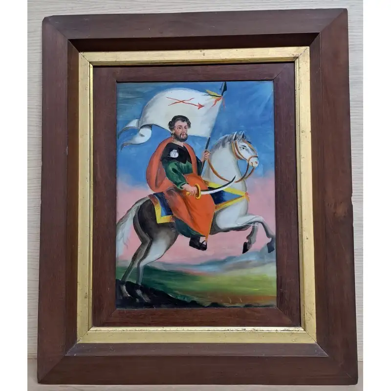 Pintura sobre cristal siglo XIX Santiago Matamoros