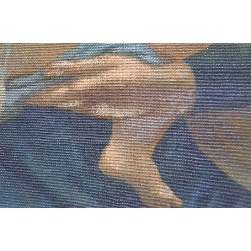 Virgen María con Niño Jesús pintura al óleo sobre arpillera, principios del siglo XX, Siglo XX · vista 5/7