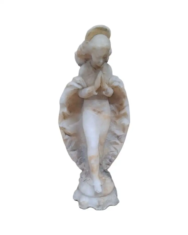 Escultura de mármol, Inmaculada Concepción, 51 cm de altura. Vintage Mediados S. XX