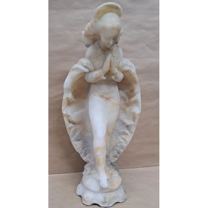 Escultura de mármol, Inmaculada Concepción, 51 cm de altura. Vintage Mediados S. XX, Siglo XX