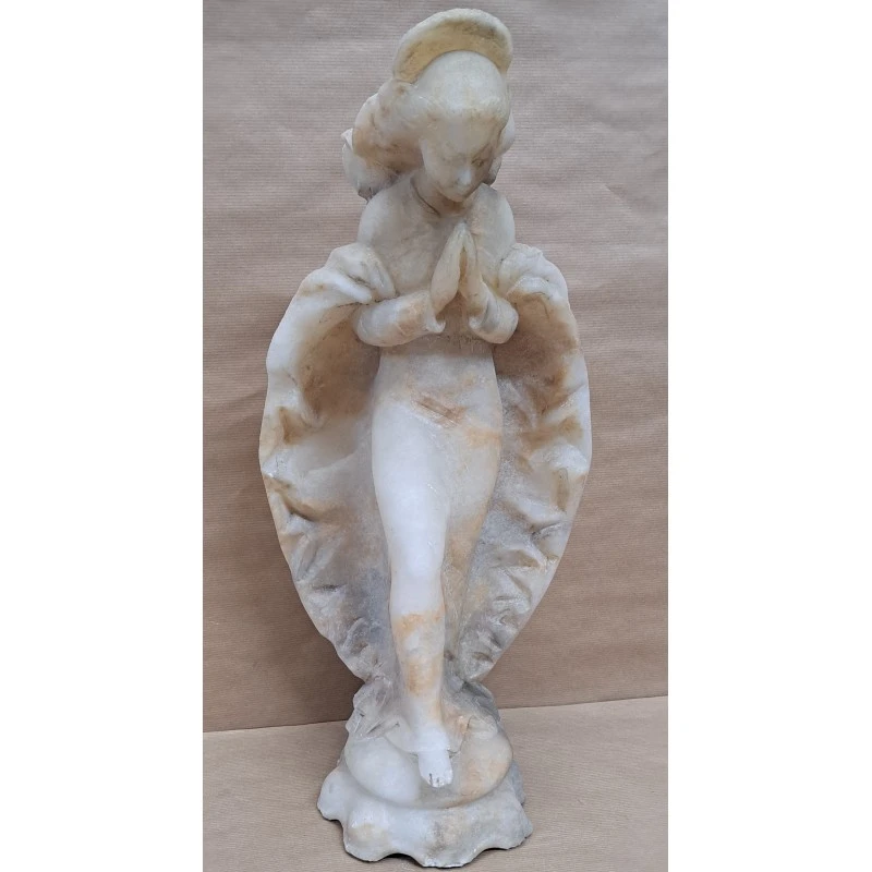 Escultura de mármol, Inmaculada Concepción, 51 cm de altura. Vintage Mediados S. XX, Siglo XX