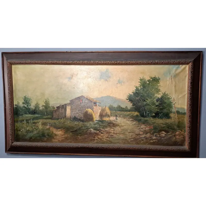 Gran oleo sobre lienzo, siglo XIX, escaleta 149 X 78 cm, Siglo XIX