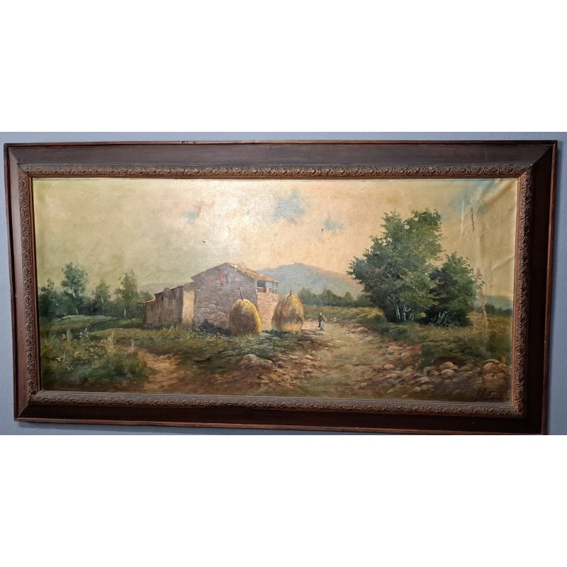 Gran oleo sobre lienzo, siglo XIX, escaleta 149 X 78 cm, Siglo XIX