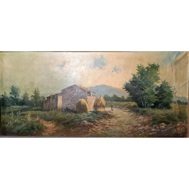 Gran oleo sobre lienzo, siglo XIX, escaleta 149 X 78 cm, Siglo XIX · vista 2/12
