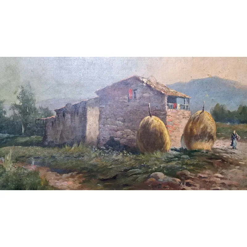 Gran oleo sobre lienzo, siglo XIX, escaleta 149 X 78 cm, Siglo XIX · vista 3/12