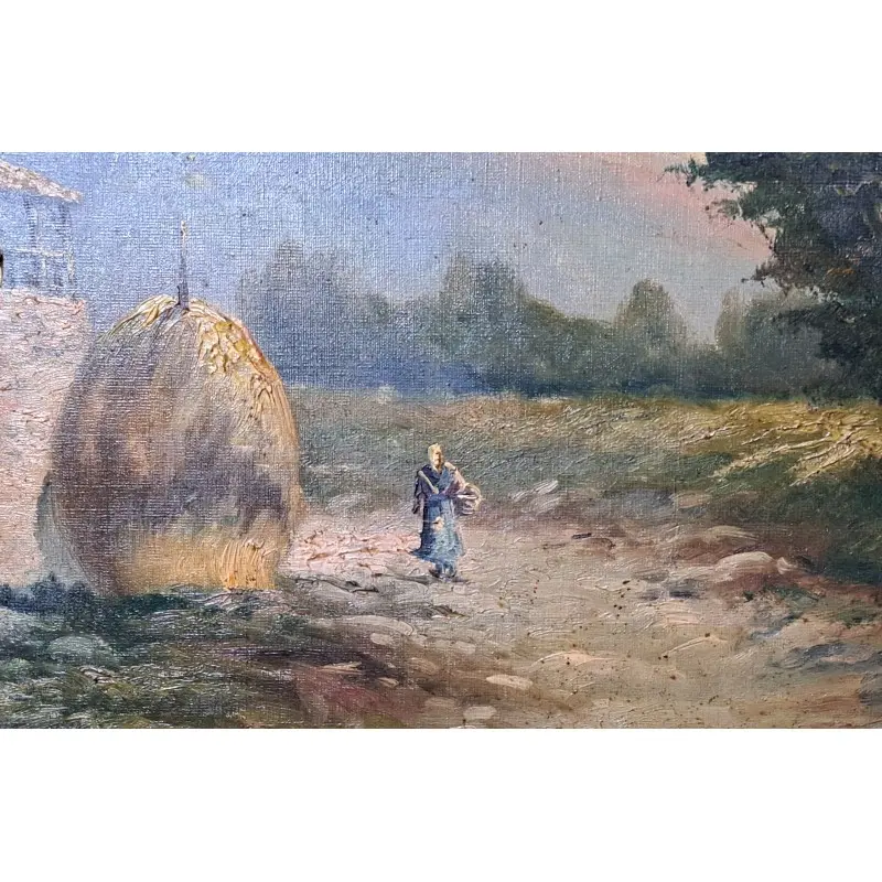 Gran oleo sobre lienzo, siglo XIX, escaleta 149 X 78 cm, Siglo XIX · vista 7/12