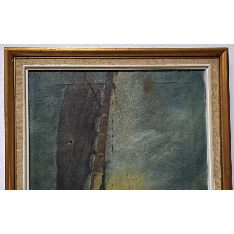 Óleo sobre lienzo, Pesca nocturna. Firmado M. Fradera, principios del siglo XX, Siglo XX · vista 3/12