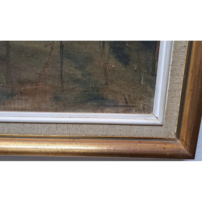 Óleo sobre lienzo, Pesca nocturna. Firmado M. Fradera, principios del siglo XX, Siglo XX · vista 5/12