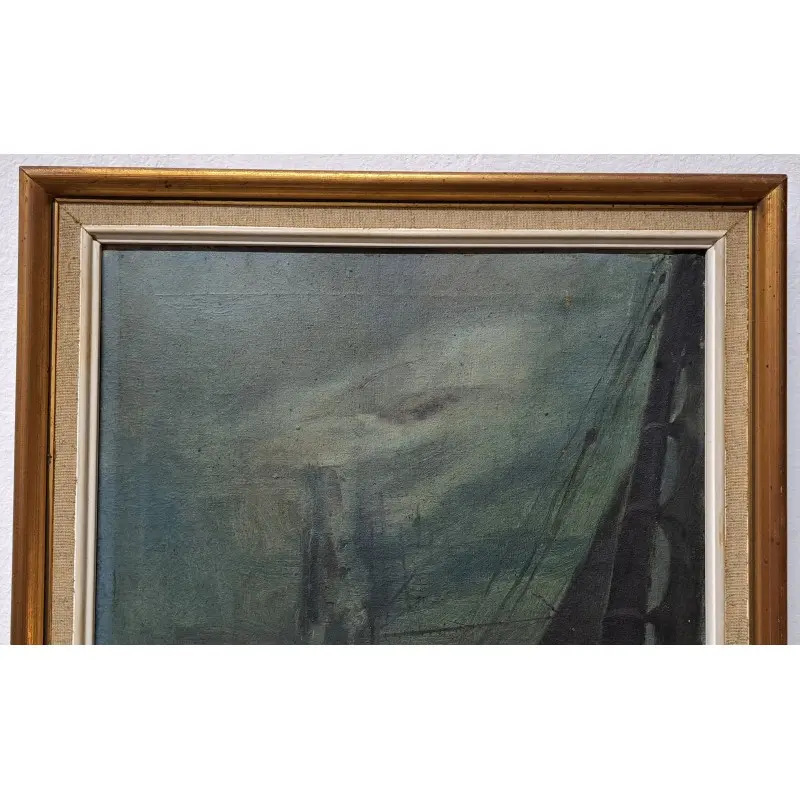 Óleo sobre lienzo, Pesca nocturna. Firmado M. Fradera, escuela catalana, Siglo XX · vista 4/11