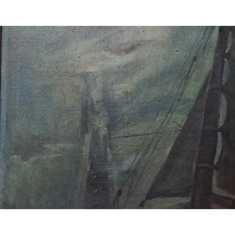 Óleo sobre lienzo, Pesca nocturna. Firmado M. Fradera, escuela catalana, Siglo XX · vista 7/11