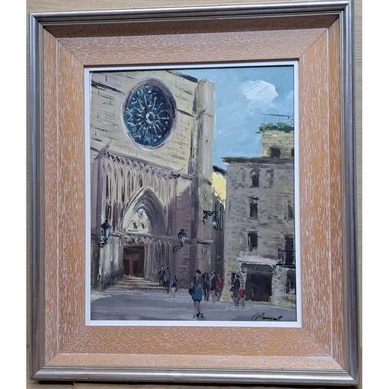 Óleo sobre tabla Albert Junyent Quinquer (1903-1976) iglesia del Pi Barcelona · vista 2/10