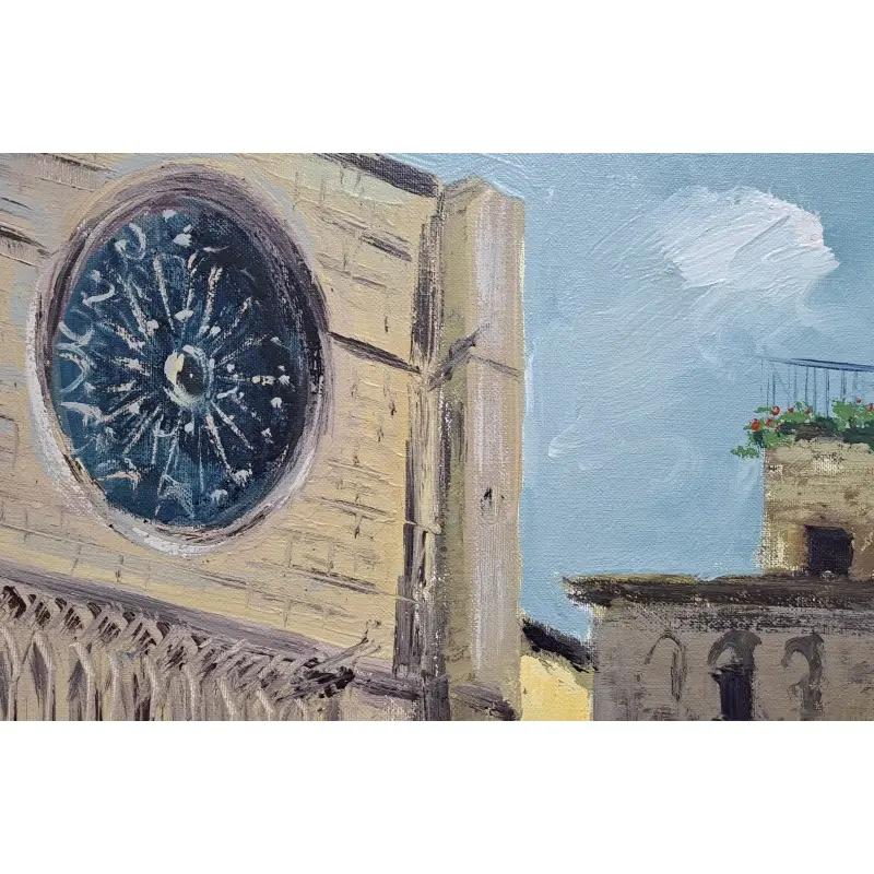 Óleo sobre tabla Albert Junyent Quinquer (1903-1976) iglesia del Pi Barcelona · vista 3/10
