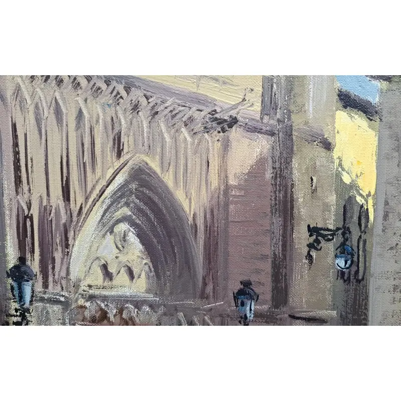 Óleo sobre tabla Albert Junyent Quinquer (1903-1976) iglesia del Pi Barcelona · vista 6/10