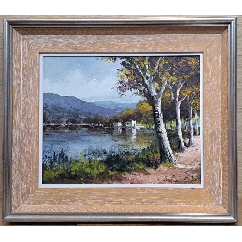 Óleo sobre tabla Albert Junyent Quinquer (1903-1976) Lago Bañolas · vista 2/9