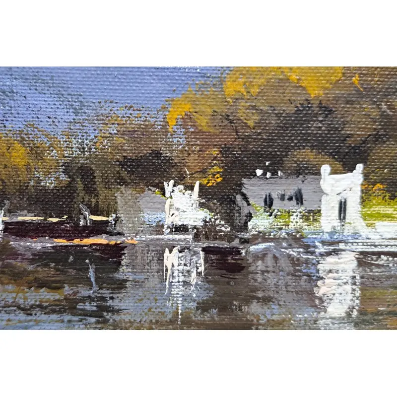 Óleo sobre tabla Albert Junyent Quinquer (1903-1976) Lago Bañolas · vista 7/9