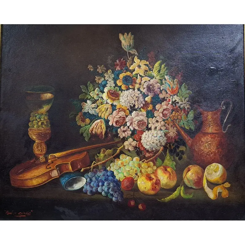 Gran Óleo sobre lienzo de Anselmo Ceballos, bodegón 106X123 cm · vista 2/8