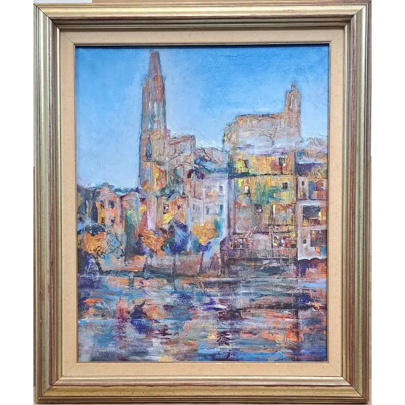Josep Perpiñà i Citoler (Girona, 1945) – “Vista de Girona” – Óleo sobre lienzo