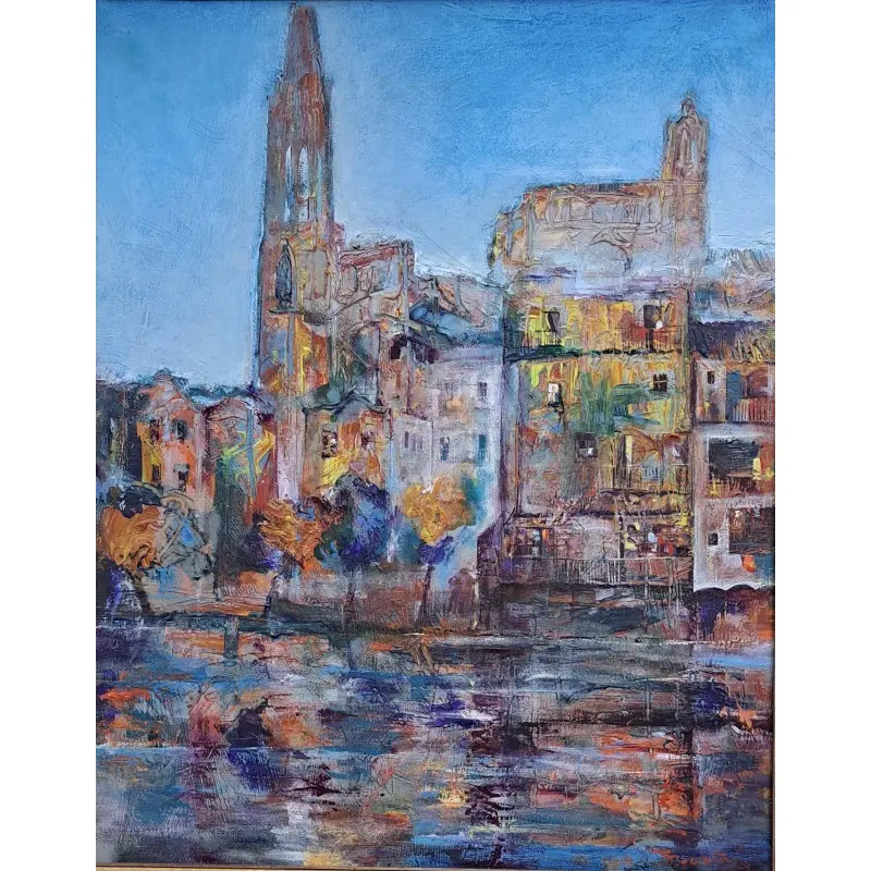 Josep Perpiñà i Citoler (Girona, 1945) – “Vista de Girona” – Óleo sobre lienzo · vista 2/8