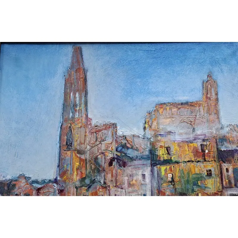 Josep Perpiñà i Citoler (Girona, 1945) – “Vista de Girona” – Óleo sobre lienzo · vista 4/8