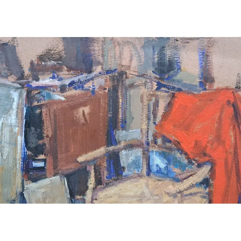 Óleo sobre papel, sin firma. Siglo XX, Siglo XX · vista 5/8