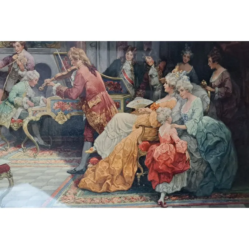 Gran litografía rococó 68,5 X 118 cm, decoración palaciega, Siglo XVIII · vista 3/11