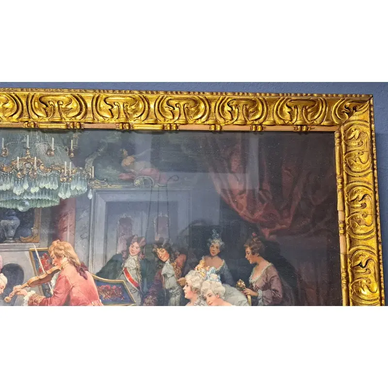 Gran litografía rococó 68,5 X 118 cm, decoración palaciega, Siglo XVIII · vista 6/11
