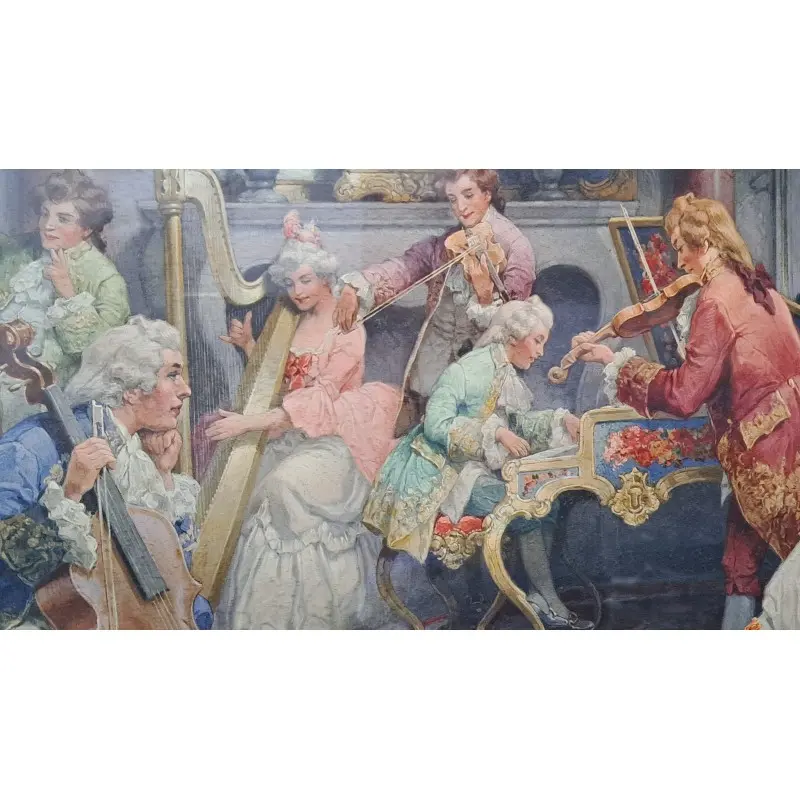 Gran litografía rococó 68,5 X 118 cm, decoración palaciega, Siglo XVIII · vista 9/11