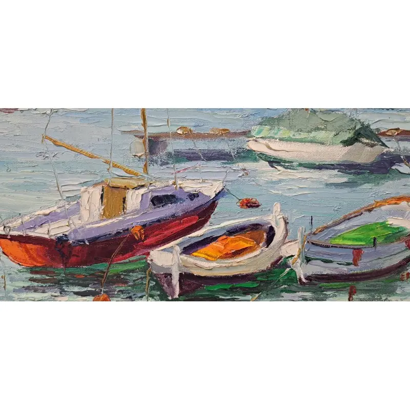 Marina de Eduard López, pintor Catalán del siglo XX, Oleo sobre lienzo año 1976, Siglo XX · vista 3/9