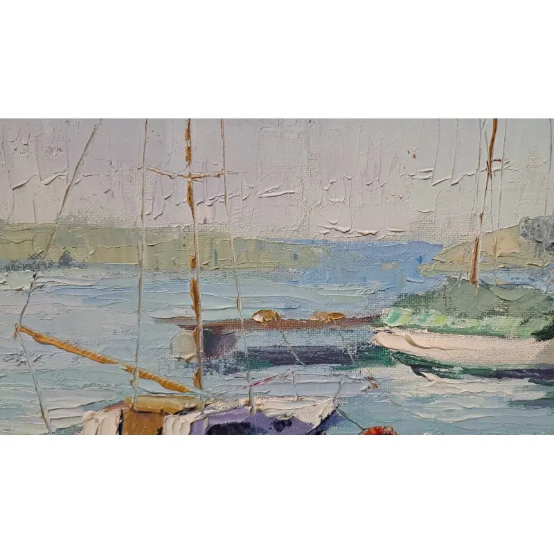 Marina de Eduard López, pintor Catalán del siglo XX, Oleo sobre lienzo año 1976, Siglo XX · vista 5/9