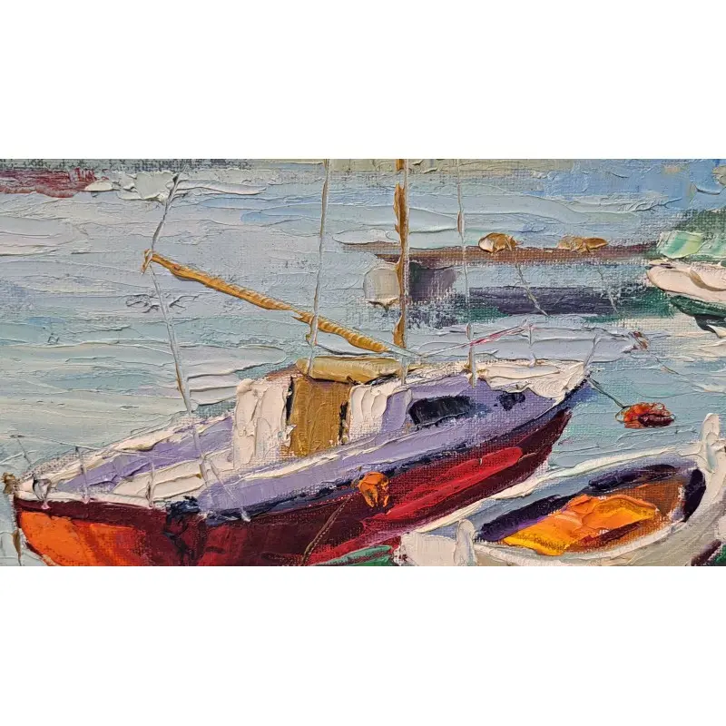 Marina de Eduard López, pintor Catalán del siglo XX, Oleo sobre lienzo año 1976, Siglo XX · vista 7/9