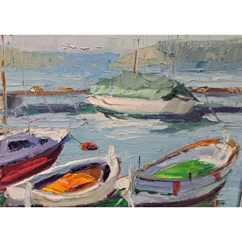 Marina de Eduard López, pintor Catalán del siglo XX, Oleo sobre lienzo año 1976, Siglo XX · vista 8/9