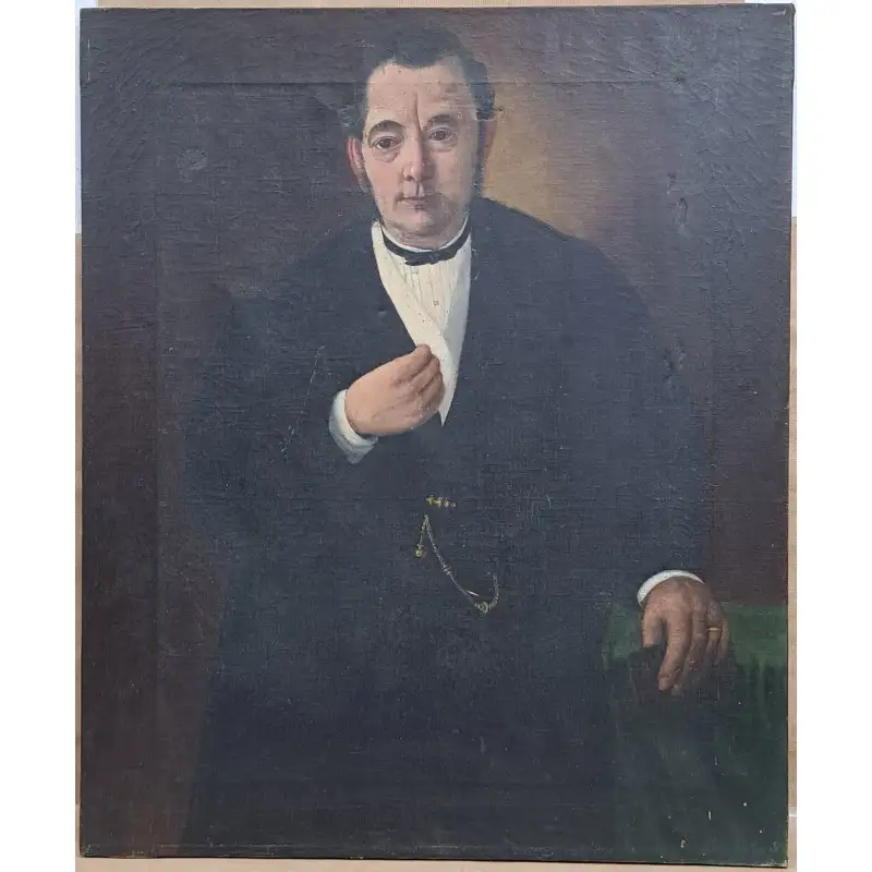 Retrato al óleo sobre lienzo, siglo XIX