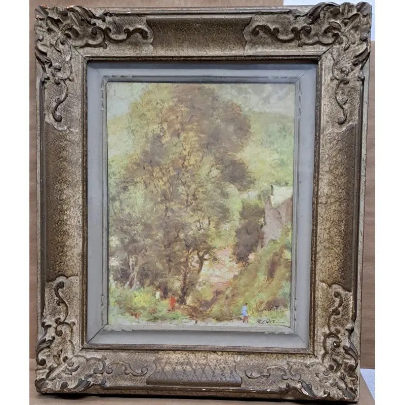 Oleo sobre tabla, año 1949, firmado, pintor italiano