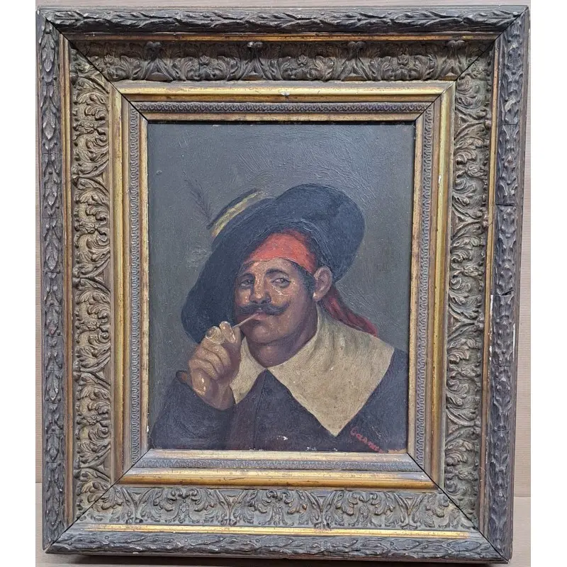 Oleo sobre tabla, retrato, firmado Casimiro Casaramona, siglo XIX, Siglo XIX · vista 6/6