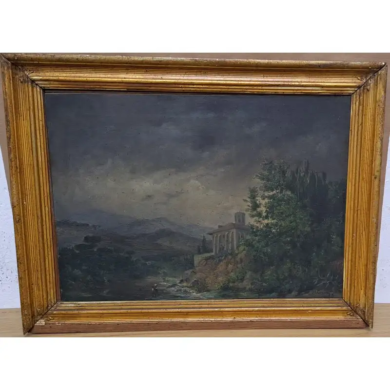 Oleo sobre lienzo, Manuel Cuyas, año 1878, artista catalán