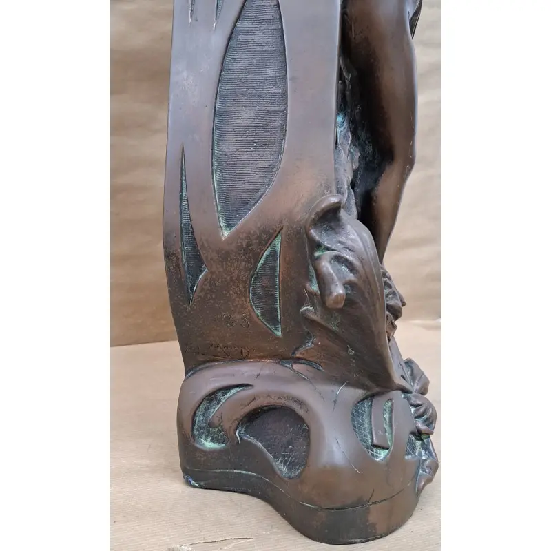 Escultura Art Nouveau en cobre, Ed Moreau, Nox, principios siglo XX, Siglo XX · vista 11/12