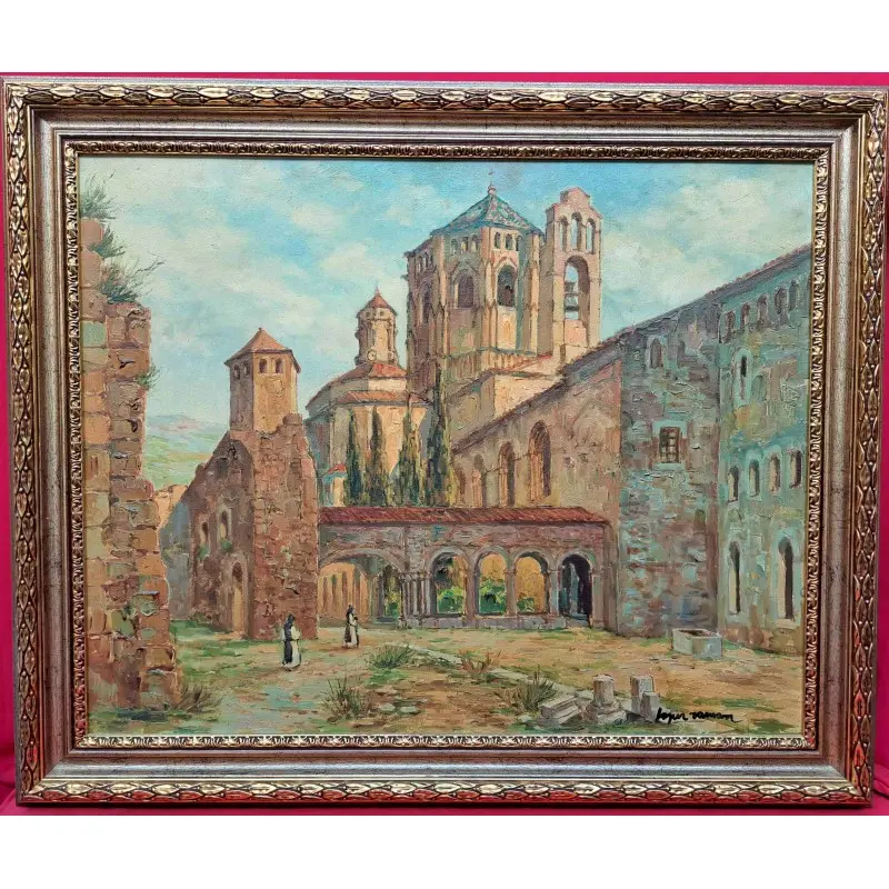 OLEO RAMÓN LÓPEZ MUÑOZ (LÓPEZ RAMÓN) (Barcelona, 1905-1983) Monasterio de Poblet 1971
