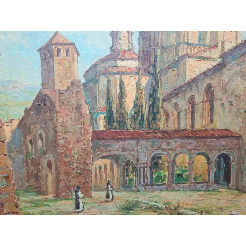 OLEO RAMÓN LÓPEZ MUÑOZ (LÓPEZ RAMÓN) (Barcelona, 1905-1983) Monasterio de Poblet 1971 · vista 2/7