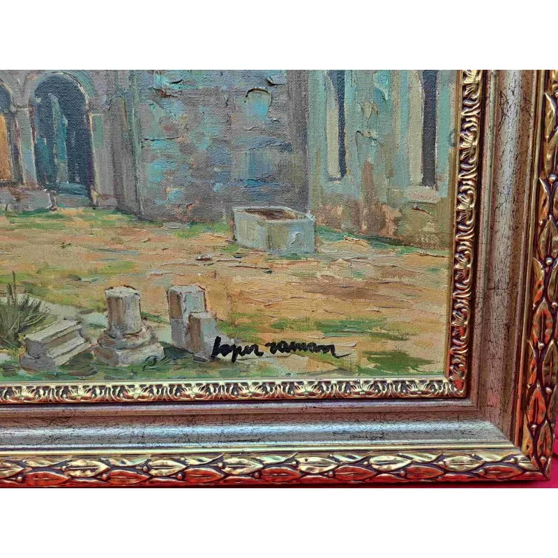 OLEO RAMÓN LÓPEZ MUÑOZ (LÓPEZ RAMÓN) (Barcelona, 1905-1983) Monasterio de Poblet 1971 · vista 5/7